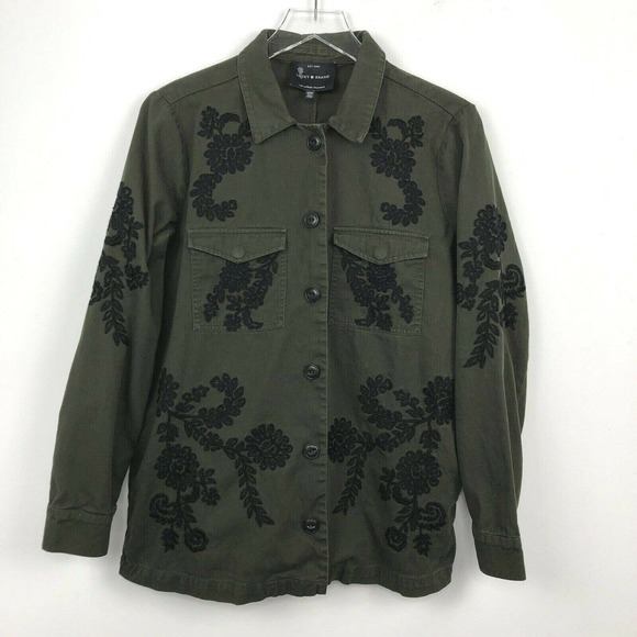 Lucky Brand Jackets & Blazers - Lucky Brand Olive Green Utility Jacket Embroidered